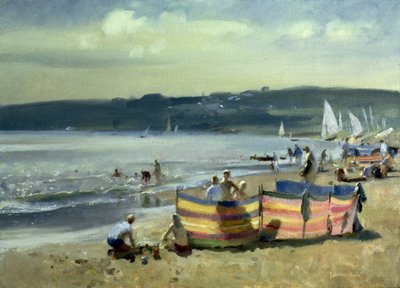 Children on the Beach at Abersoch by Trevor Chamberlain